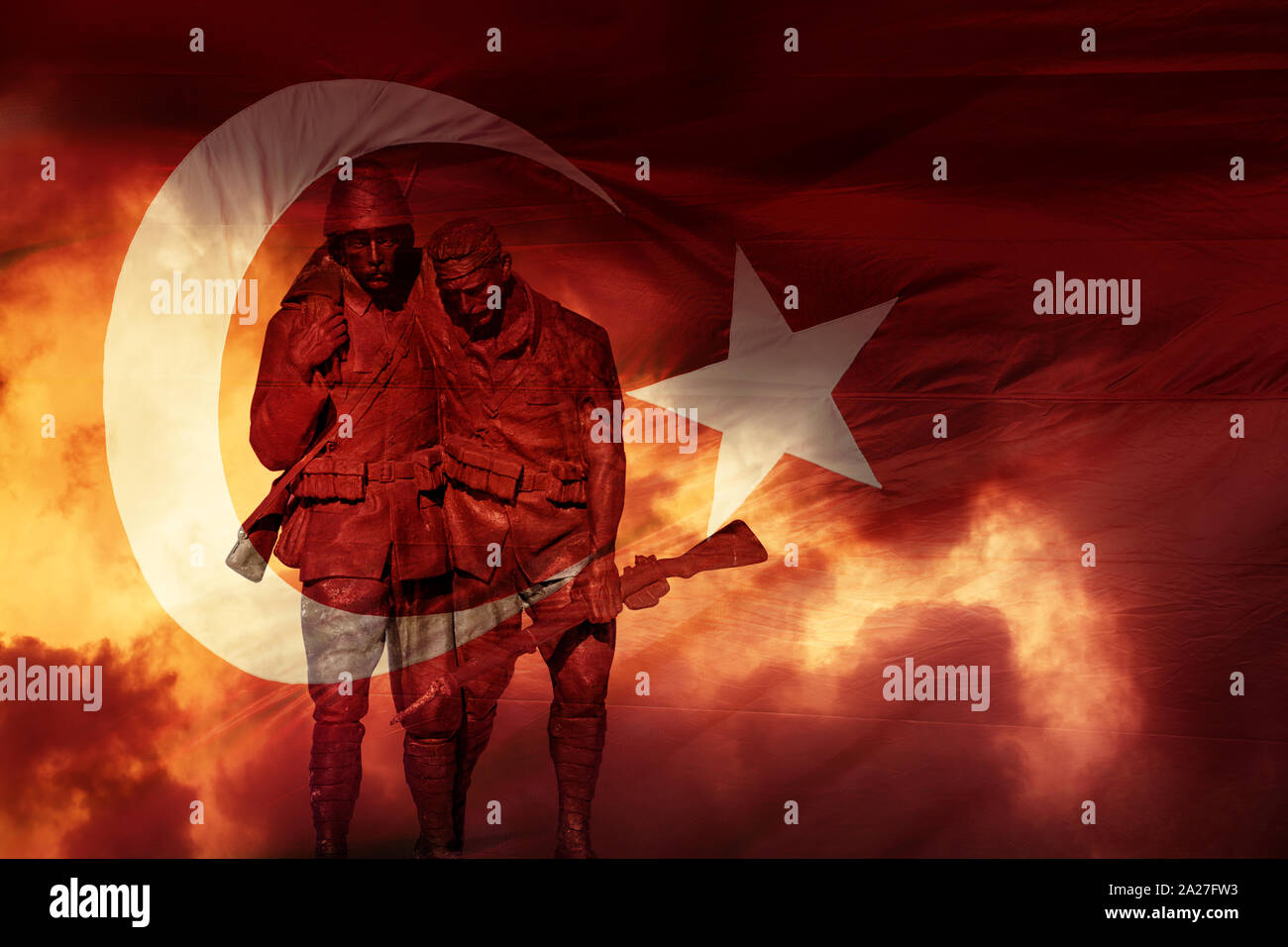 Anniversario e celebrazione della fondazione della Repubblica Turca e vittoria. Foto Stock