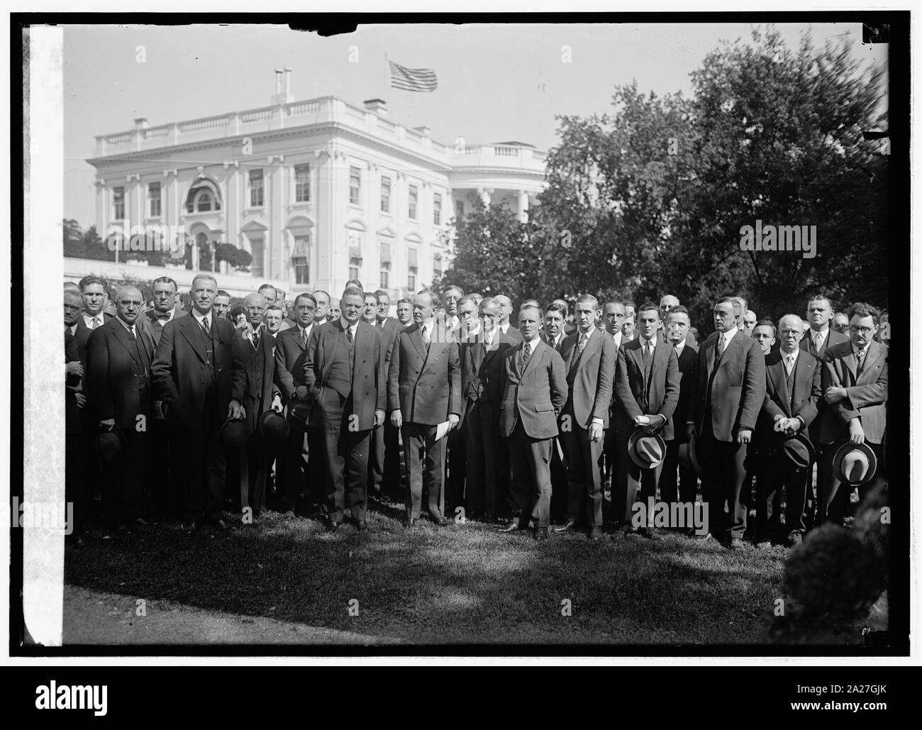 Pres. Coolidge e Sec. Hoover ... uomini alla Casa Bianca di Washington, D.C., 10/7/24 Foto Stock
