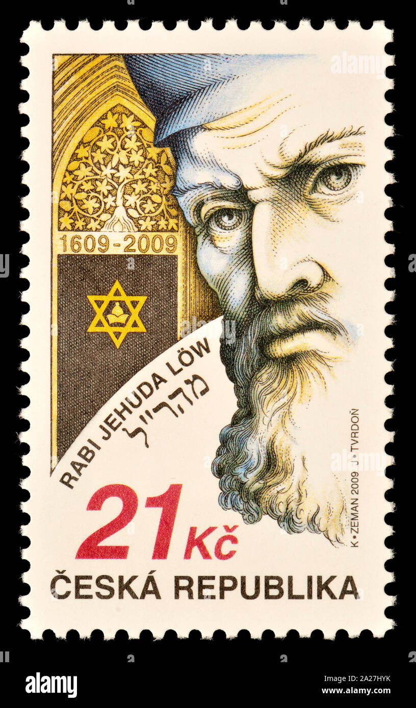 Repubblica ceca francobollo (2009) - Rabbi Loew / Rabi Löw / Giuda Loew ben Bezalel (c1520-1609) 'Maharal di Praga Foto Stock