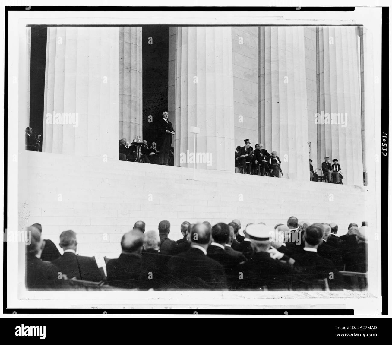 Presidente Harding snaped cioè strappato alla dedizione cerimonie del Lincoln Memorial oggi Foto Stock
