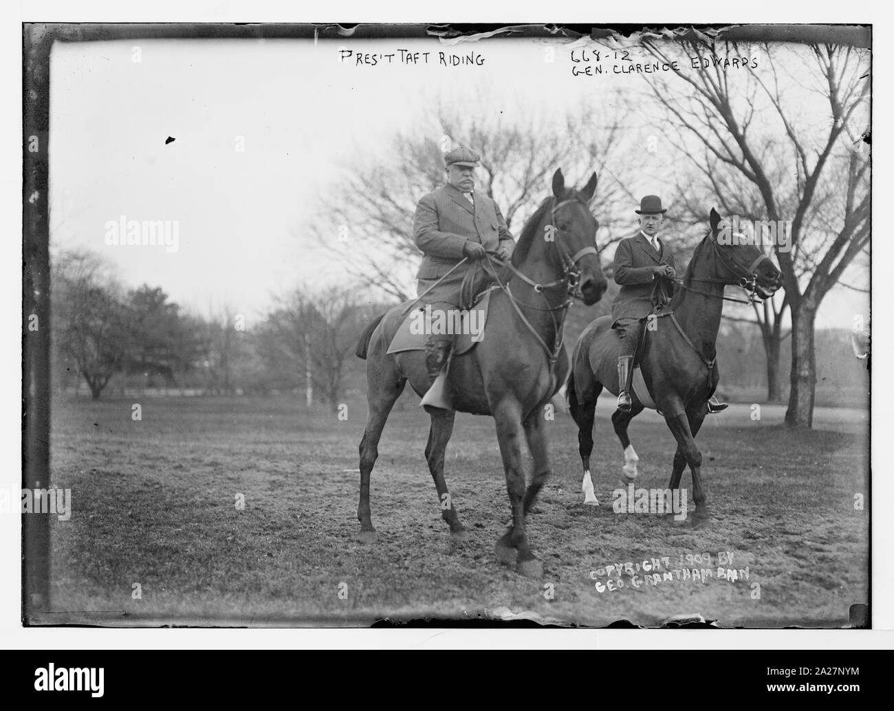 Presidente Taft e Gen. Clarence Edwards a cavallo Foto Stock
