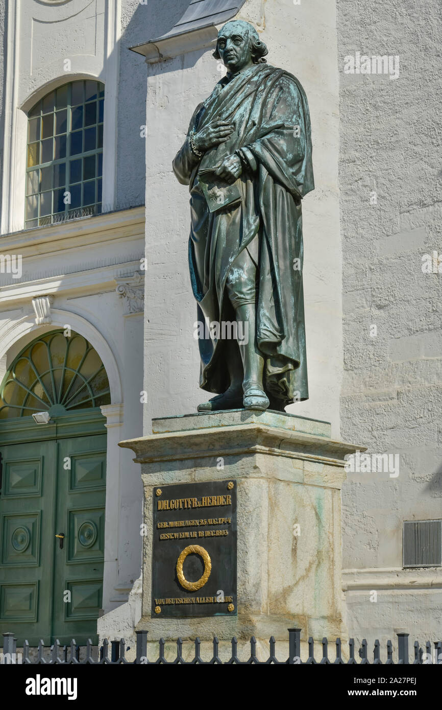 Denkmal Johann Gottfried Herder, Herderplatz, Weimar, Thüringen, Deutschland Foto Stock