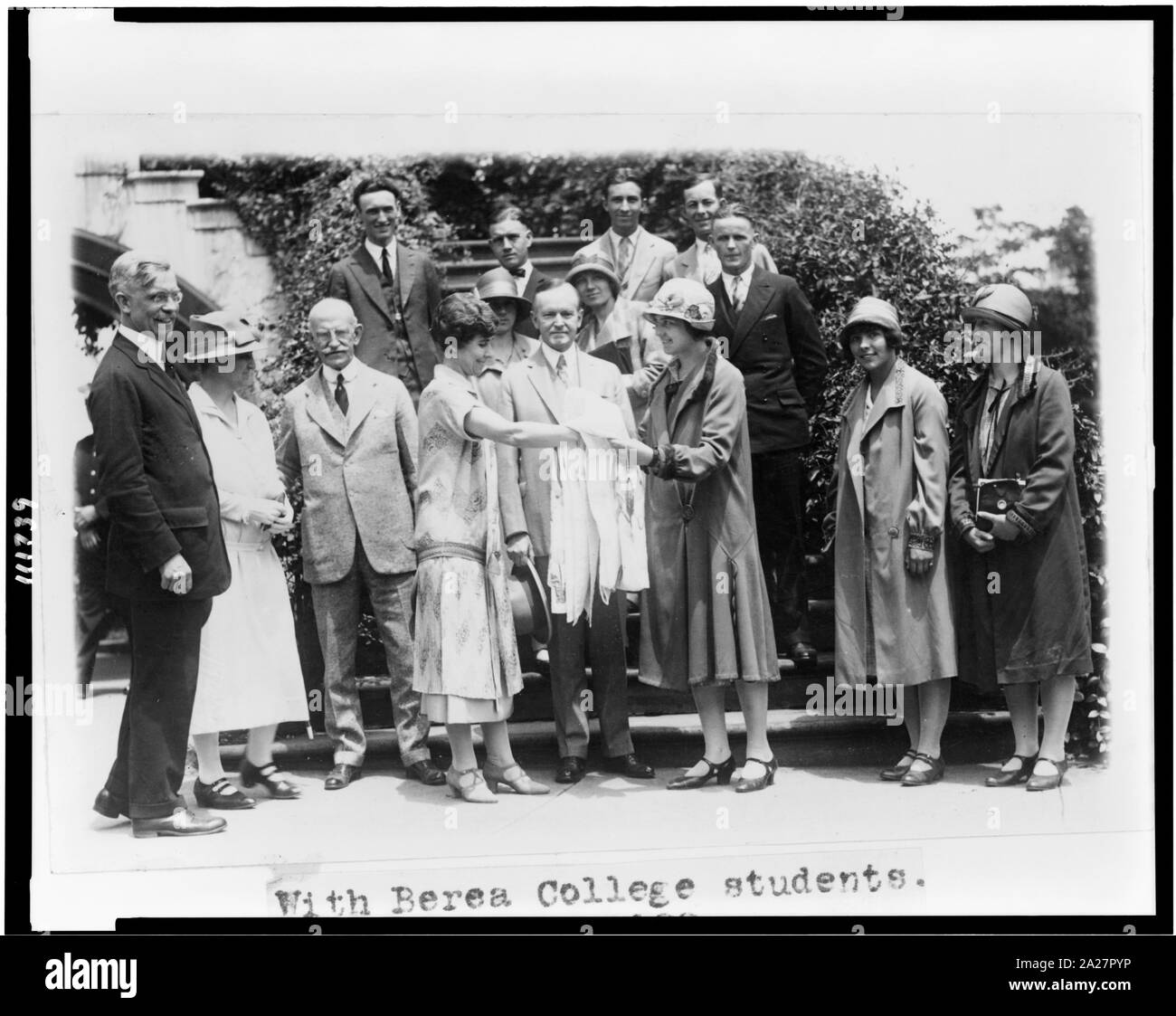 Presidente e signora Coolidge Berea con studenti universitari Foto Stock