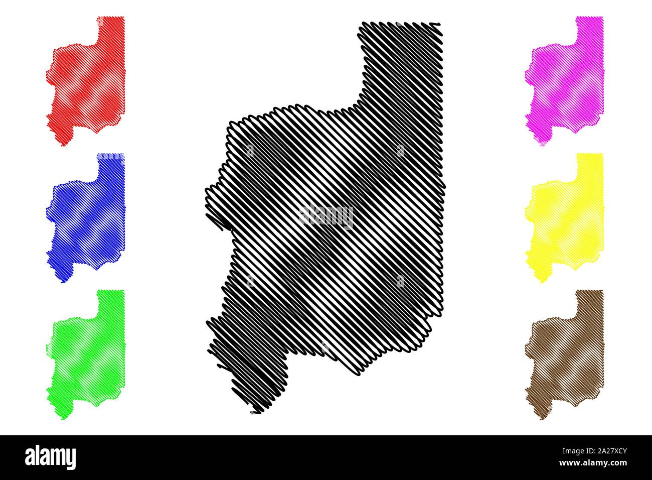 Altipiani regione (Repubblica Togolese, regioni del Togo) mappa illustrazione vettoriale, scribble schizzo altipiani mappa Illustrazione Vettoriale