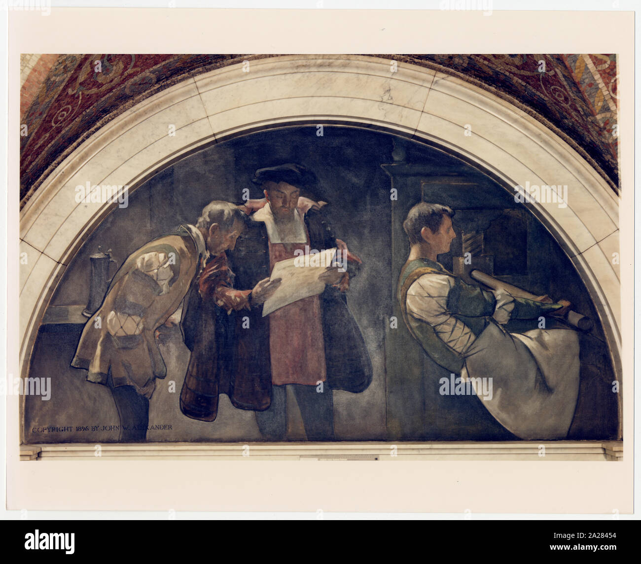 Stampa murale in evoluzione della serie del libro, da John W. Alexander. La Biblioteca del Congresso Thomas Jefferson Building, Washington D.C. Foto Stock