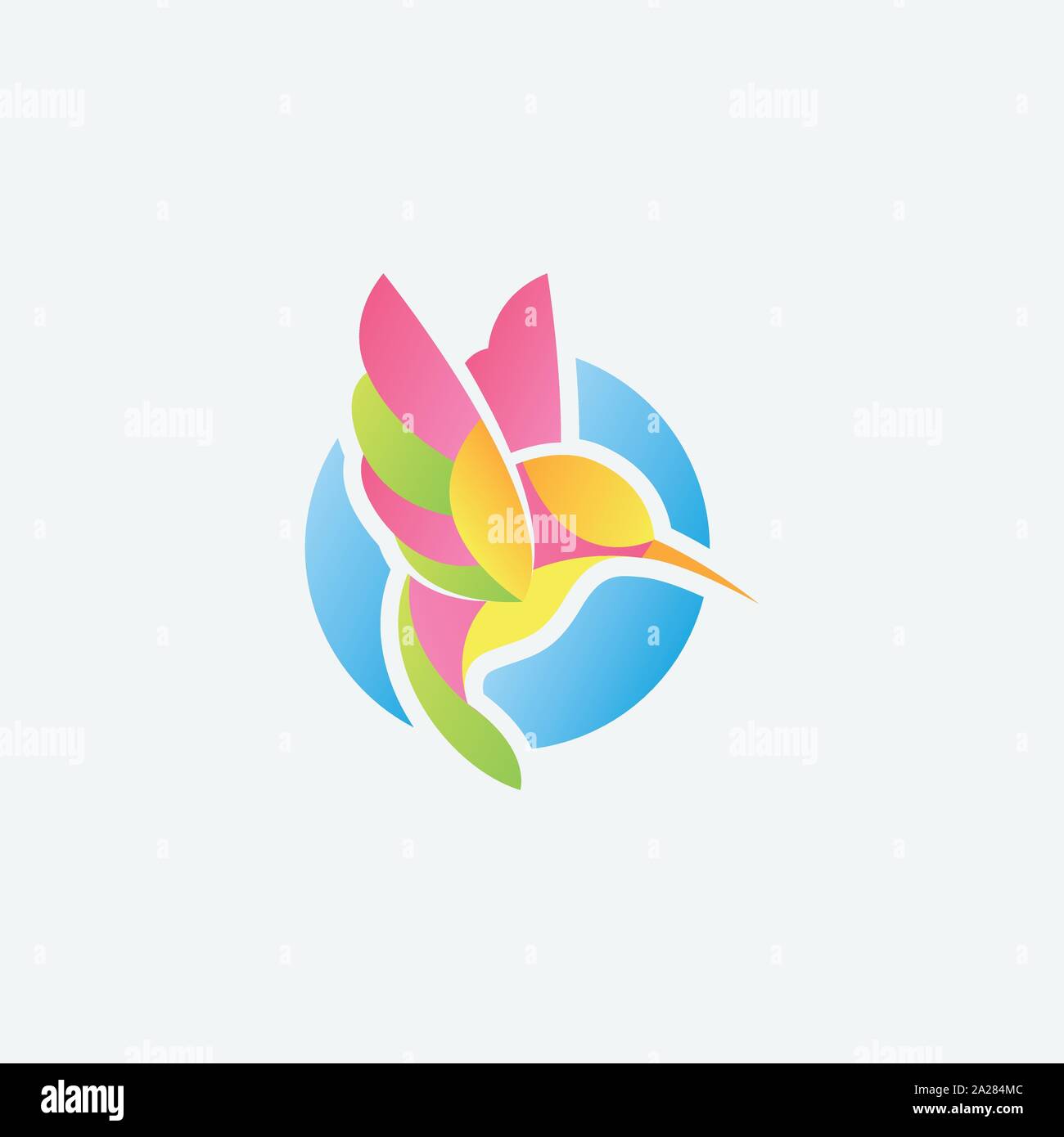 Flying colibri colorfull logo design, logo naturale illustrazione, bird illustrazione vettoriale Illustrazione Vettoriale