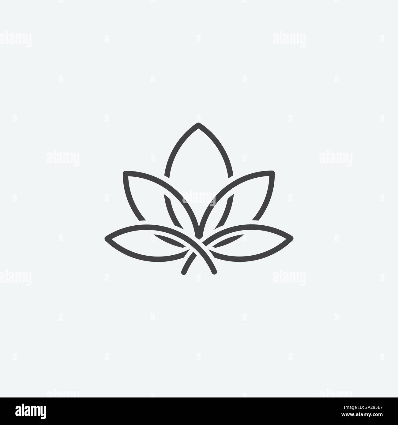 Lotus icona lineare concetto, Lotus vettore di linea di segno, lotus leaf illustrazione vettoriale. Lotus concetto lineare segno, centro termale e di bellezza logo design Illustrazione Vettoriale