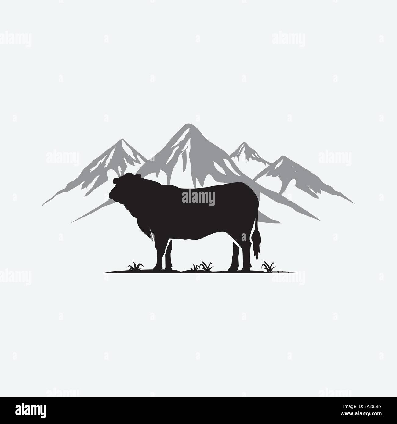 Il Black Angus vettore logo design modello. allevamento bovini logo design illustrazione, mucca illustrazione vettoriale Illustrazione Vettoriale