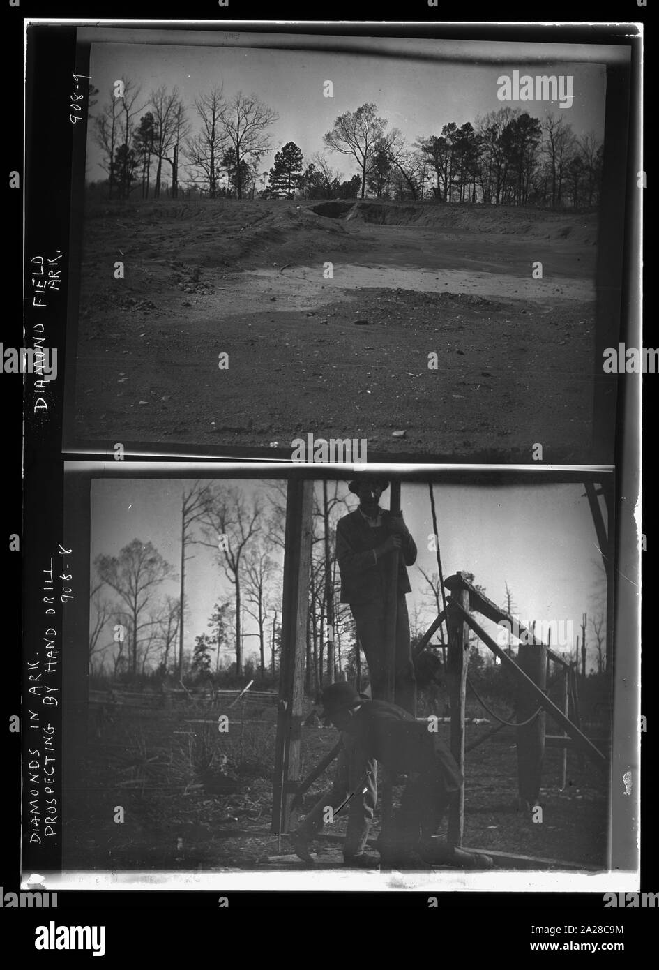 I cercatori mediante trapano a mano cercando di diamanti, Arkansas Foto Stock