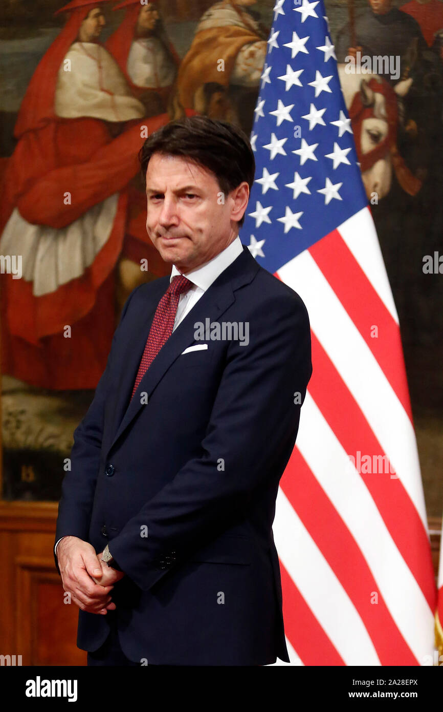 Roma, Italia. 01 ott 2019. Il premier italiano Giuseppe Conte Roma il 1 di ottobre 2019. Palazzo Chigi. Gli Stati Uniti Il segretario di Stato visita il premier italiano. Foto di Samantha Zucchi Insidefoto Credito: insidefoto srl/Alamy Live News Foto Stock