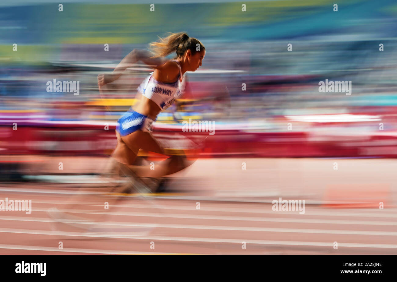 1 ottobre 2019: !! Competere in !! Durante il XVII IAAF mondiale di atletica Al Khalifa Stadium di Doha, in Qatar. Ulrik Pedersen/CSM. Foto Stock
