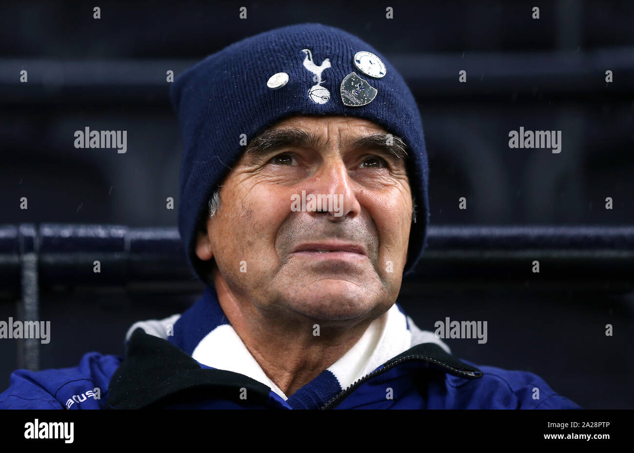 Un Tottenham Hotspur ventola in stand durante la UEFA Champions League a Tottenham Hotspur Stadium, Londra. Foto Stock