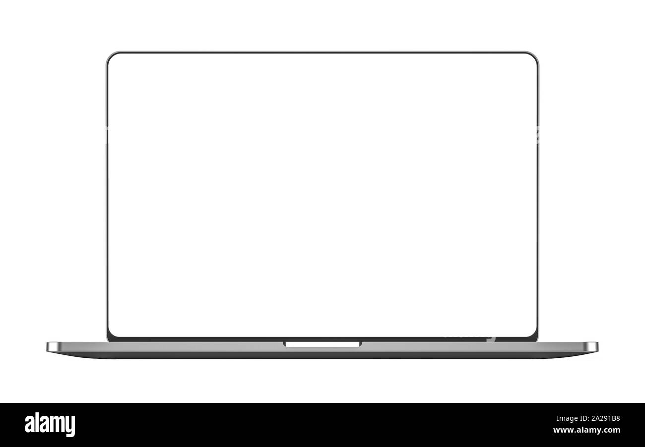 Modello di laptop isolato su bianco. Mockup. Foto Stock