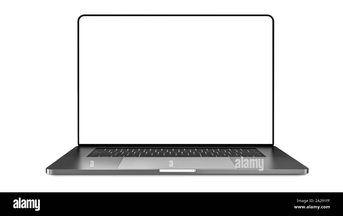 Modello di laptop isolato su bianco. Mockup. Foto Stock