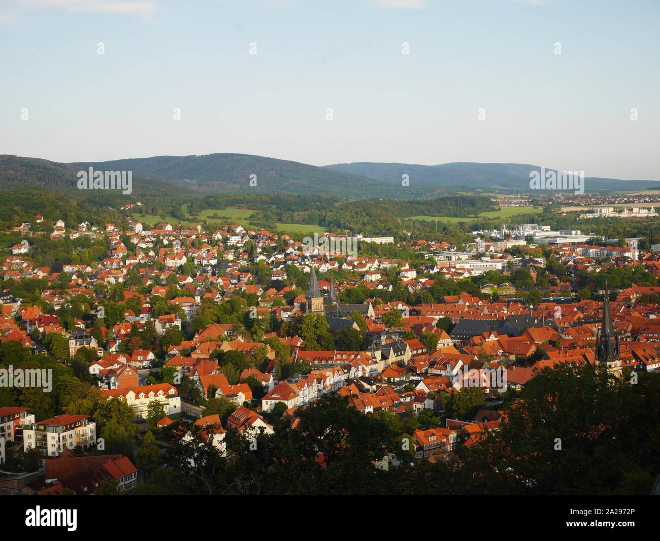 Vista di Wernigerode cittadina della Bassa Sassonia, Germania Foto Stock