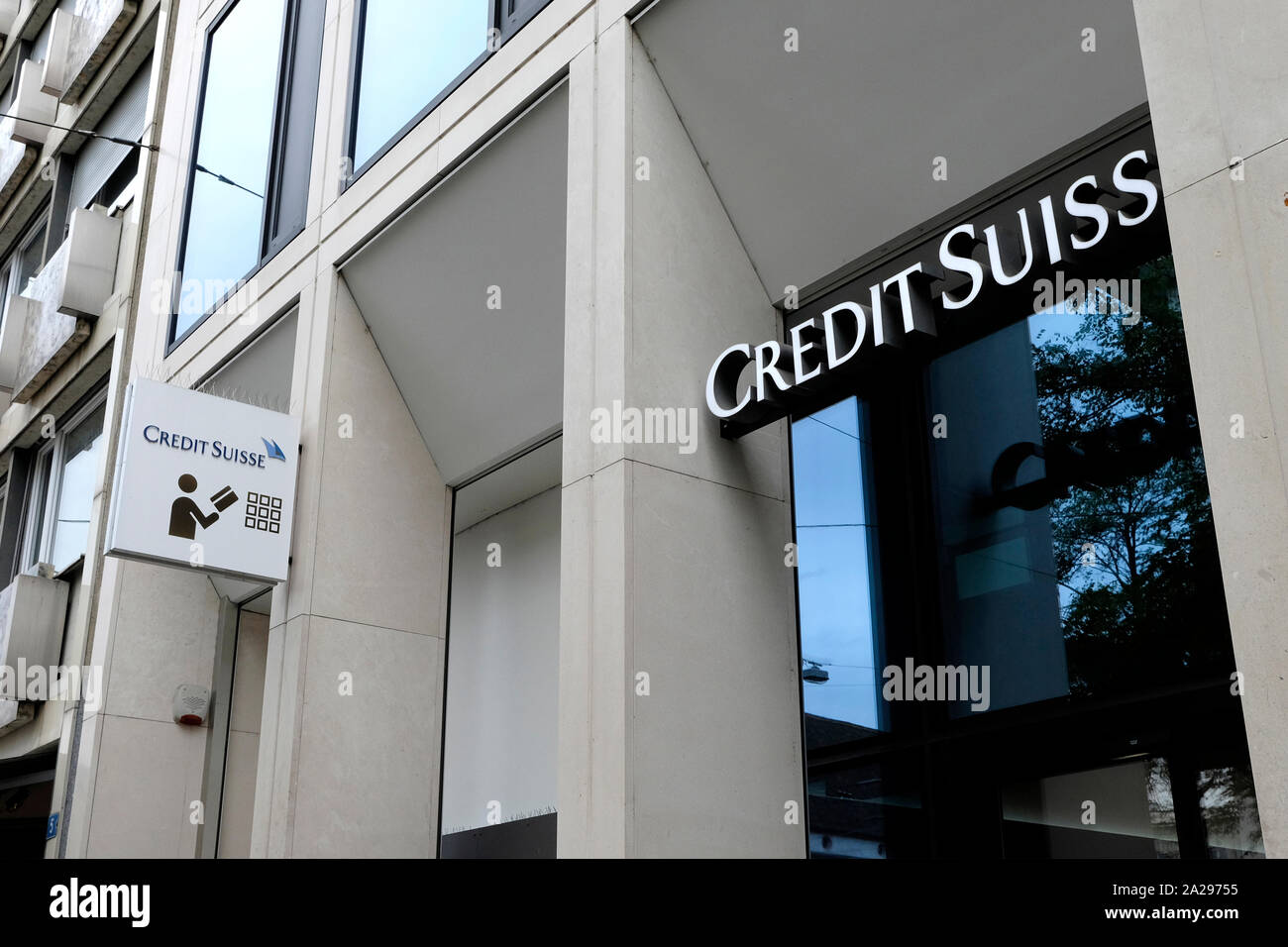 Una vista ravvicinata del Credit Suisse in Basilea, Germania Foto Stock