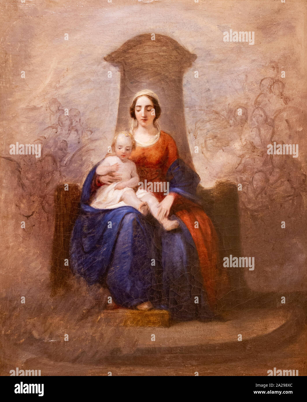 Madonna col bambino (Madonna con Bambino) da Pasquale Massacra (1819-1849). Castello Visconteo Museo di Pavia, Italia. Foto Stock