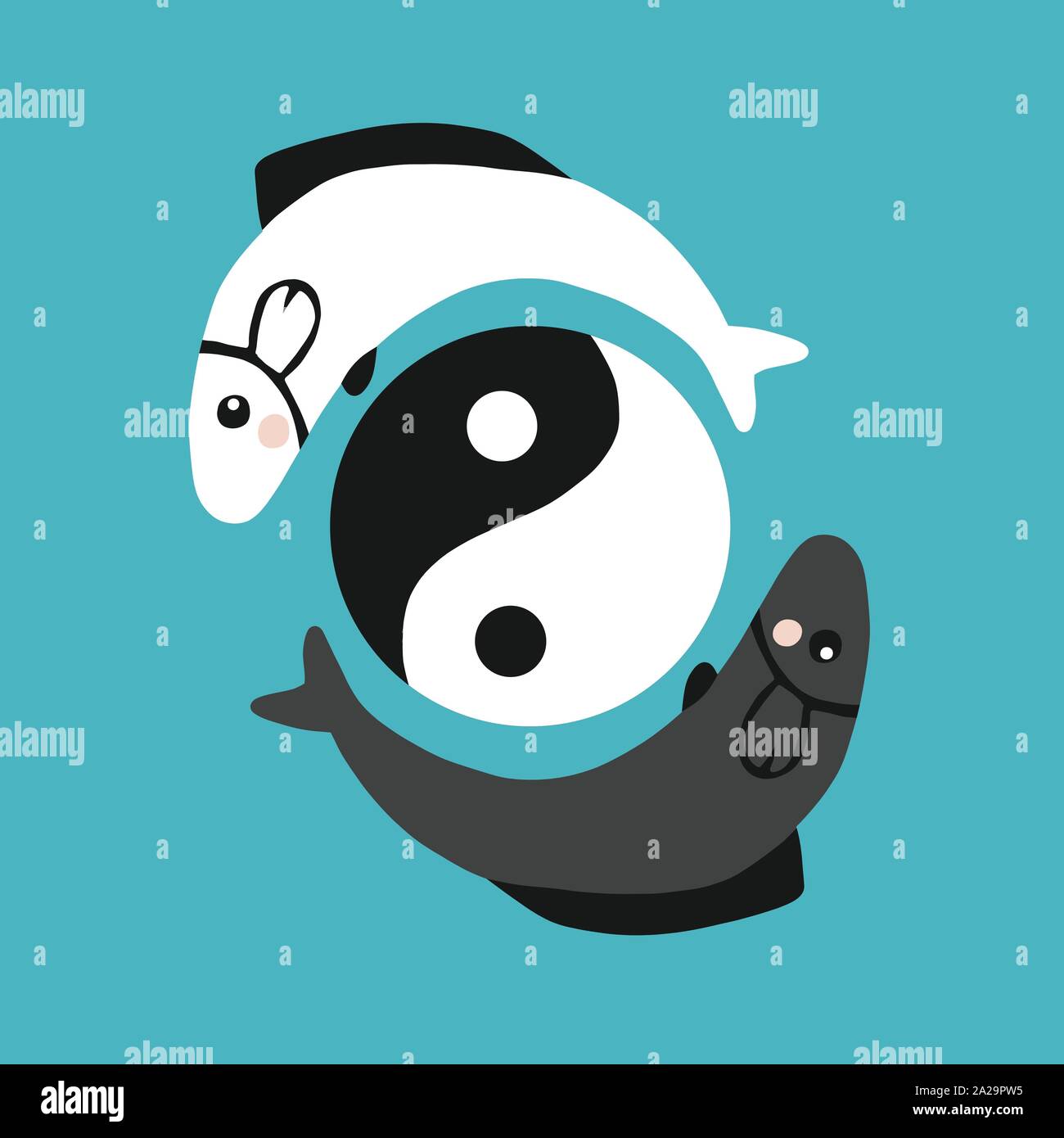 Pesce Yin-Yang logo illustrazione vettoriale Illustrazione Vettoriale