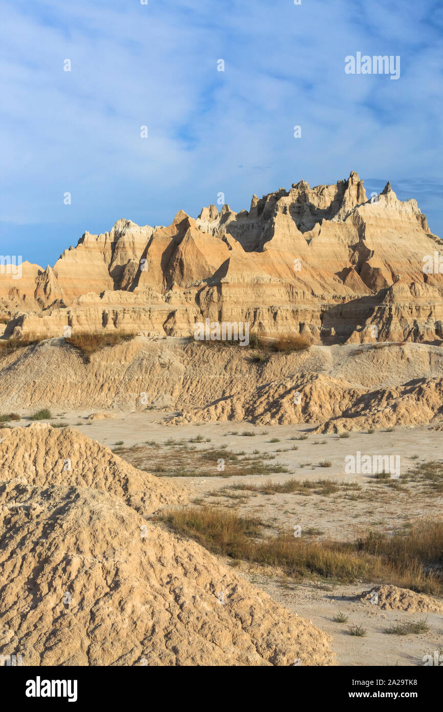 Badlands al fossil area espositiva nel Parco nazionale Badlands vicino a parete, il Dakota del Sud Foto Stock