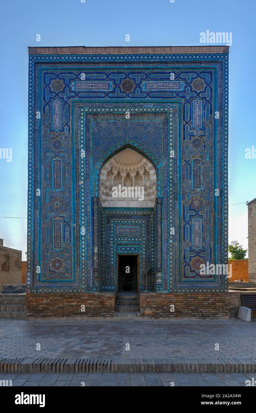 Shah-i-Zinda o Shohizinda (il re vivente), una necropoli in Samarcanda, Uzbekistan. Foto Stock