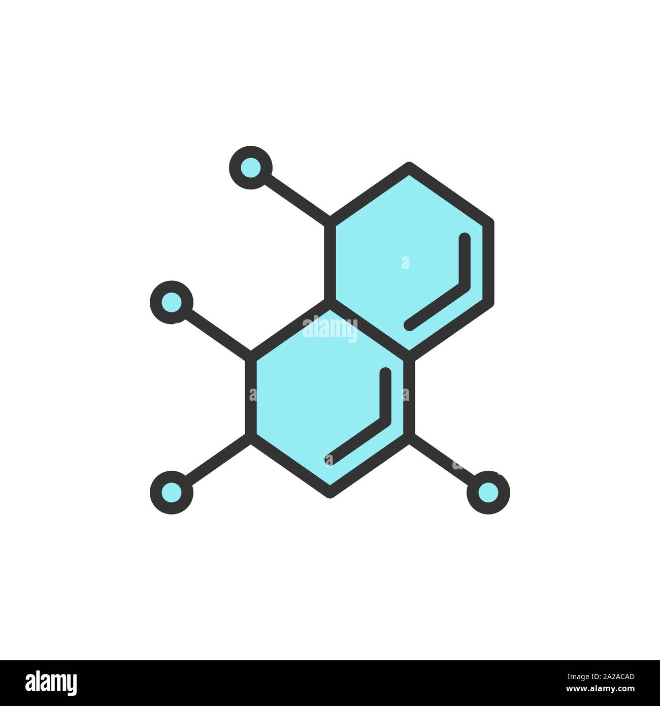 Molecola vettoriale, Atom, dna piatta linea colore icona. Illustrazione Vettoriale