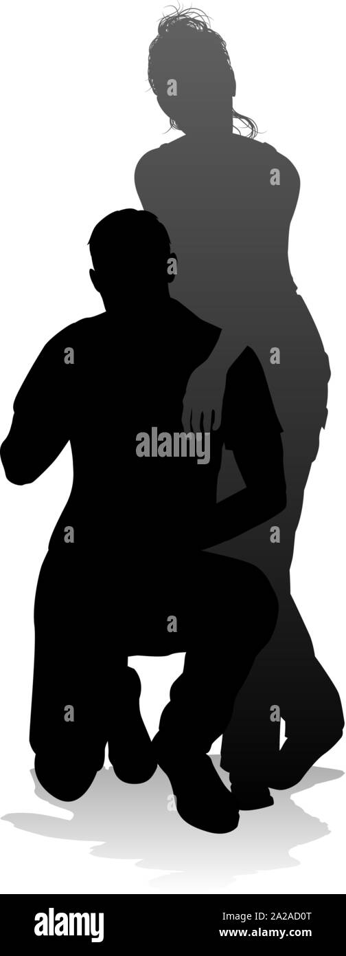 Coppia giovane gente Silhouette Illustrazione Vettoriale