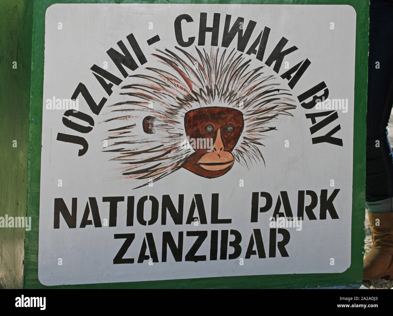 Jozani-Chwaka bay National Park segno, Zanzibar, isola di Unguja, Tanzania. Foto Stock