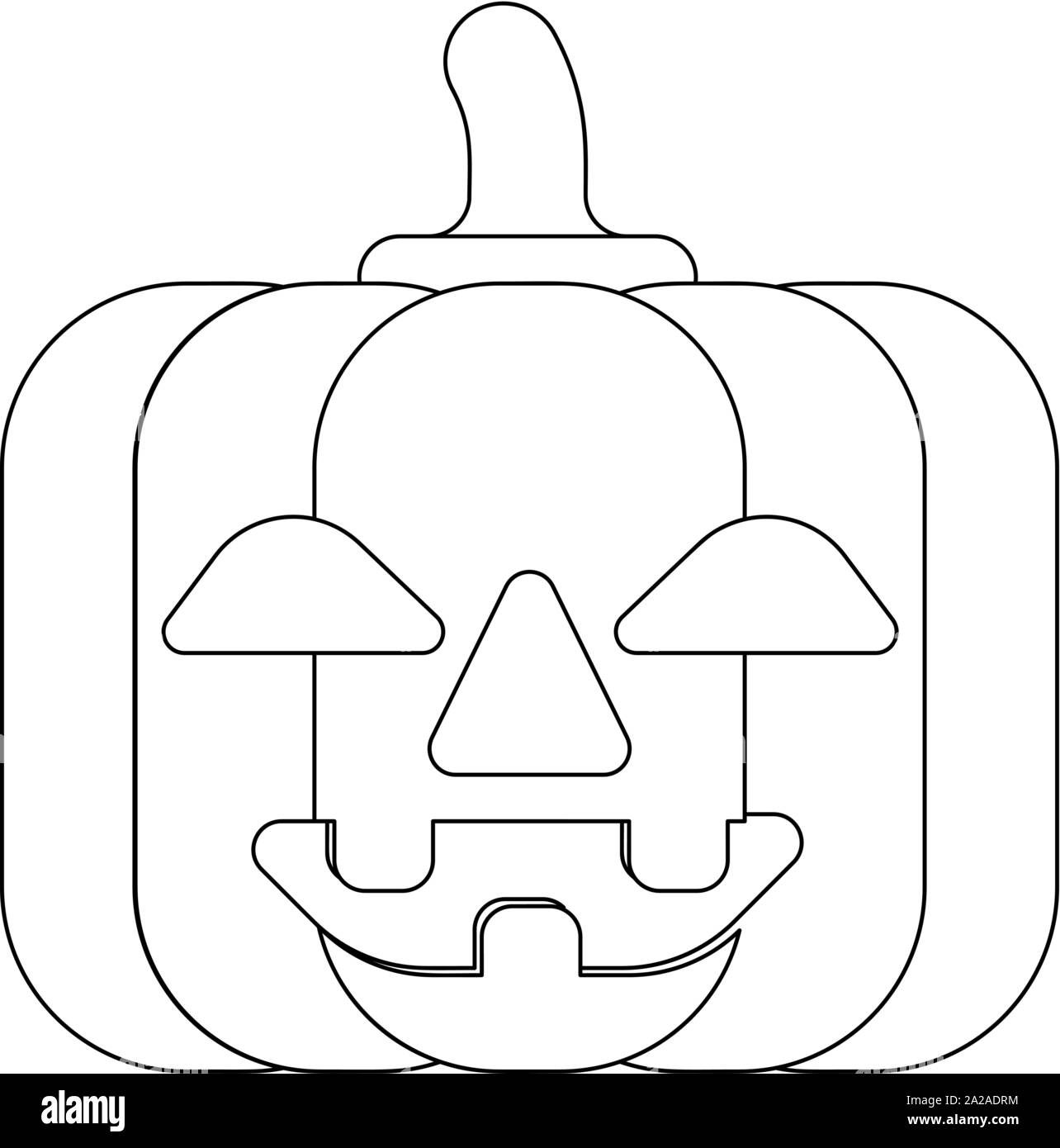Halloween zucca simpatico cartoon in contorno Illustrazione Vettoriale