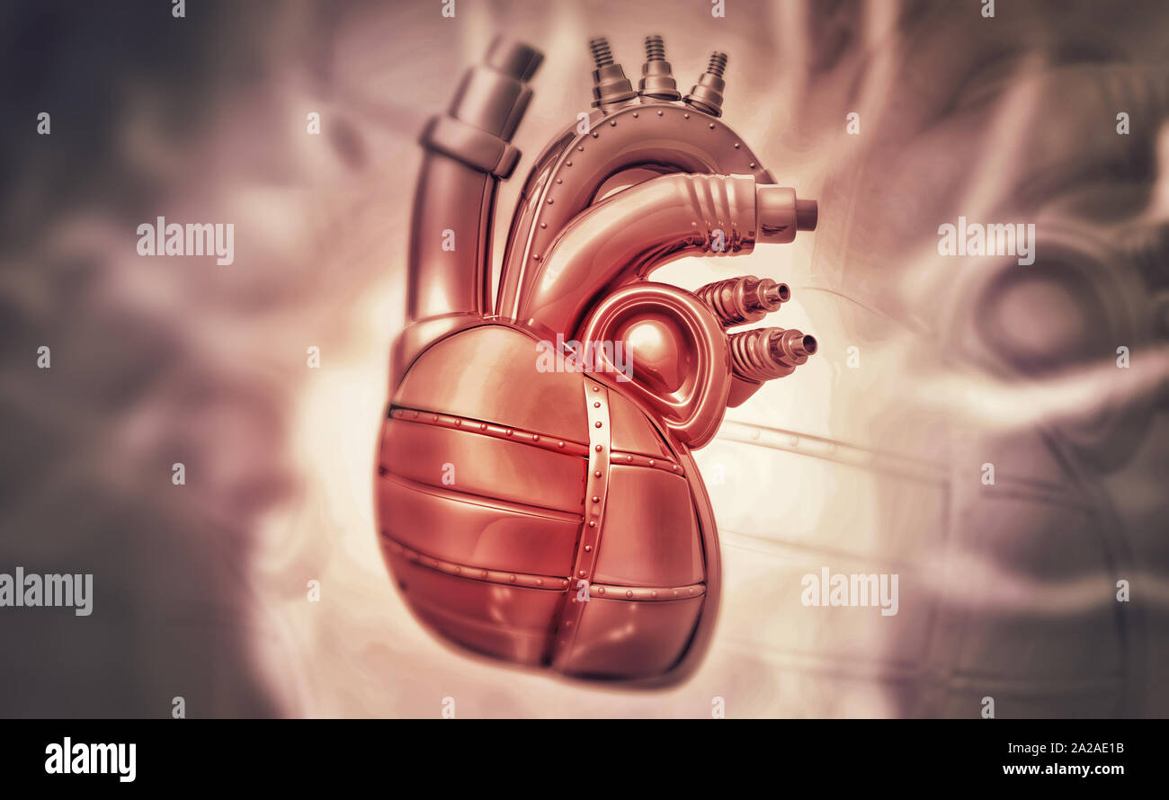 Artificiale umana il concetto di cuore. 3d illustrazione Foto Stock