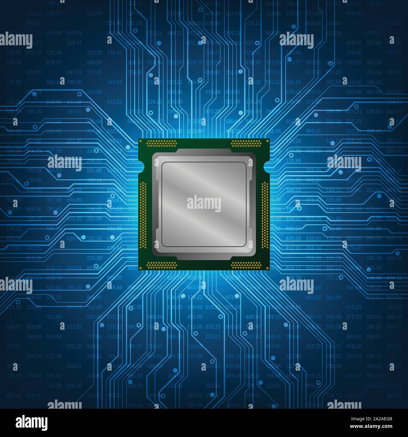 CPU parte essenziale del computer. Illustrazione Vettoriale