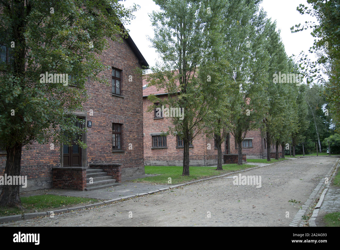 Prigione barrack blocchi ad Auschwitz I campo di concentramento, Oświęcim, Polonia Foto Stock