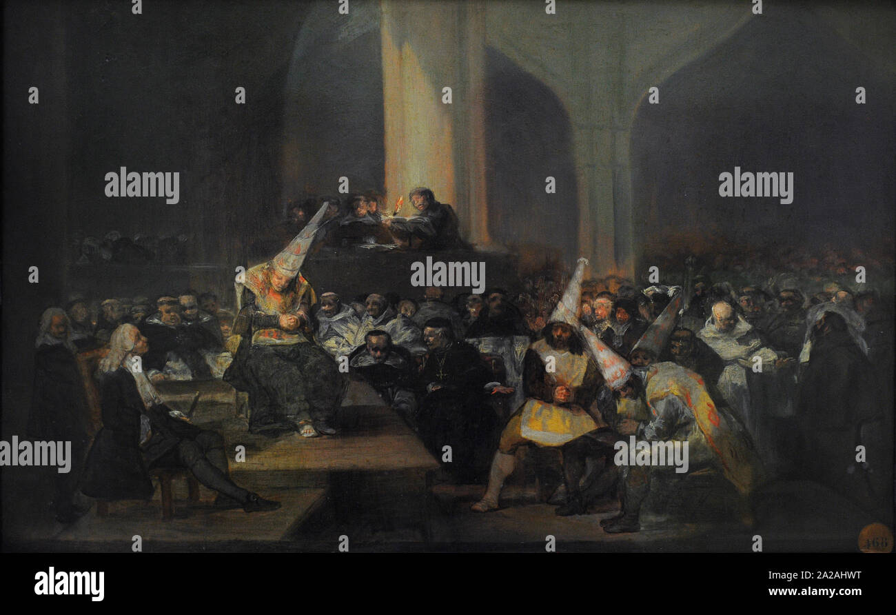 Francisco de Goya y Lucientes (1746-1828). Pittore spagnolo. L'Inquisizione Scena, 1808-1812. San Fernando Accademia Reale di Belle Arti. Madrid. Spagna. Foto Stock