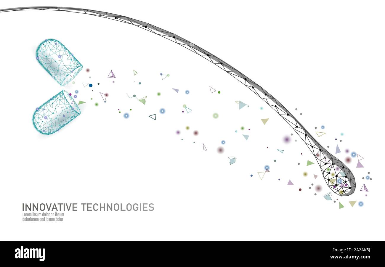 Hair Protect Care cosmetic Technology 3D Concept. I follicoli piliferi della struttura di riparazione integrano il trattamento delle vitamine. Anatomia trefoli medicina rendere Illustrazione Vettoriale