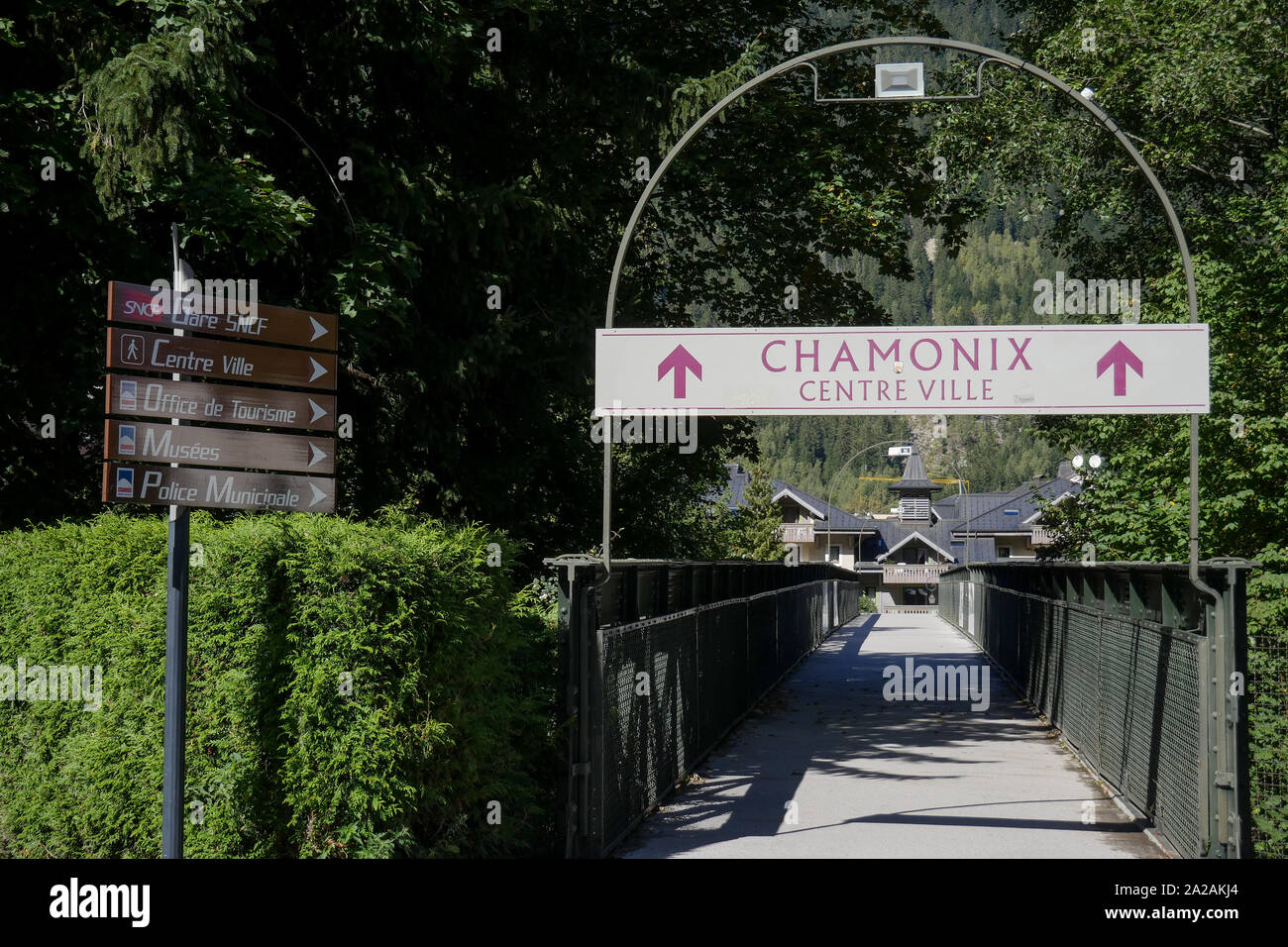 Il Footbridge, Chamonix-Mont-Blanc, Alta Savoia, Francia Foto Stock