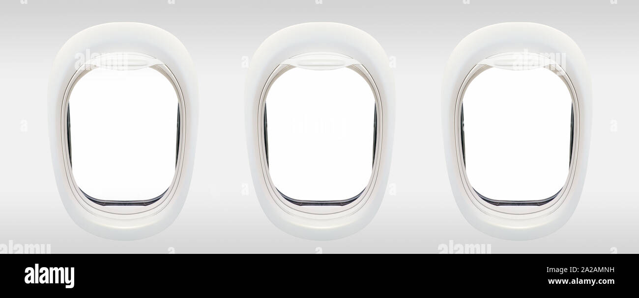 Vuota di windows di aereo dall'interno, antenna concetto di viaggio Foto Stock