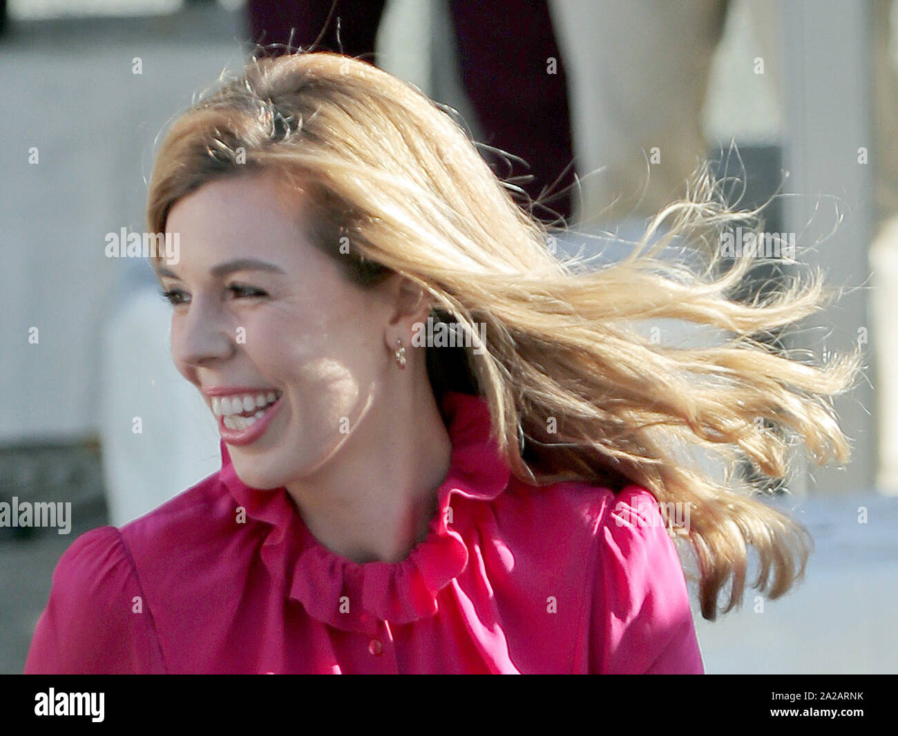 Carrie Symonds arriva presso il congresso del partito conservatore al Manchester Convention Center. Foto Stock