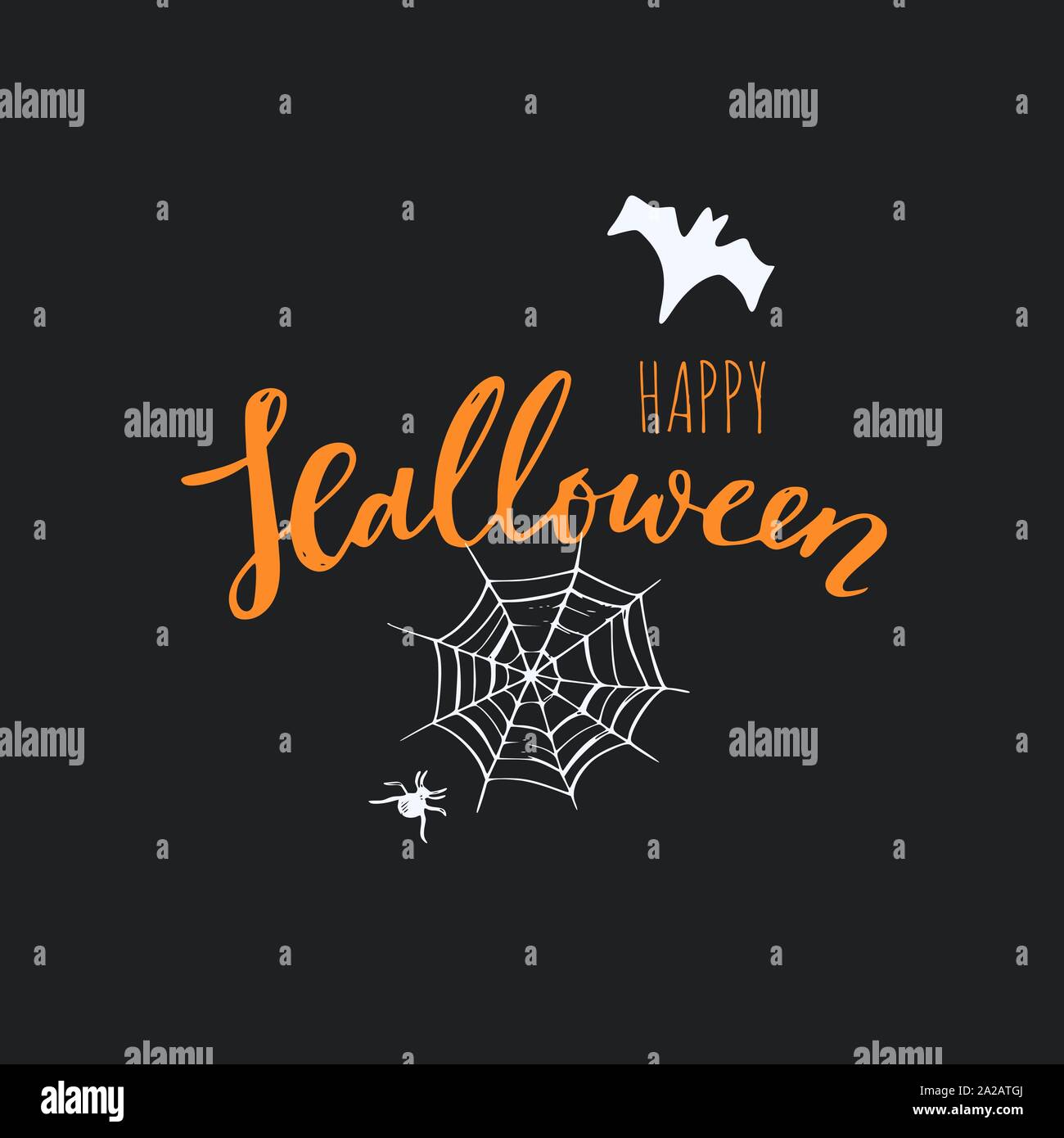 Vector happy Halloween banner,emblema, logo. Disegnata a mano illustrazione Illustrazione Vettoriale