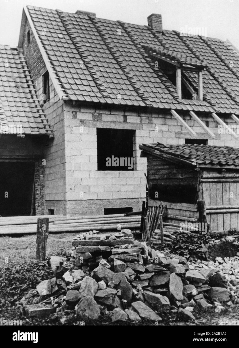 Costruzione di materiale proveniente da un vicino cimitero ebraico in Imbshausen. Foto Stock