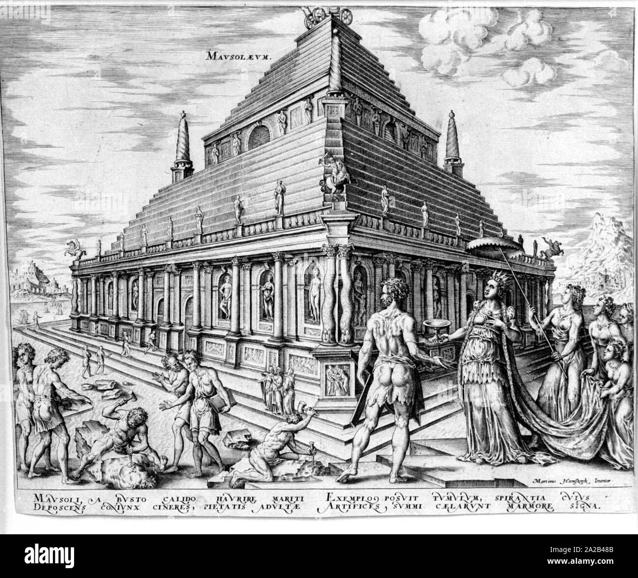 L'incisione su rame è parte del 8-parte della serie di Philipp Galle, una riproduzione delle opere del pittore Maarten van Heemskerck. Questo è il sesto foglio. Foto Stock