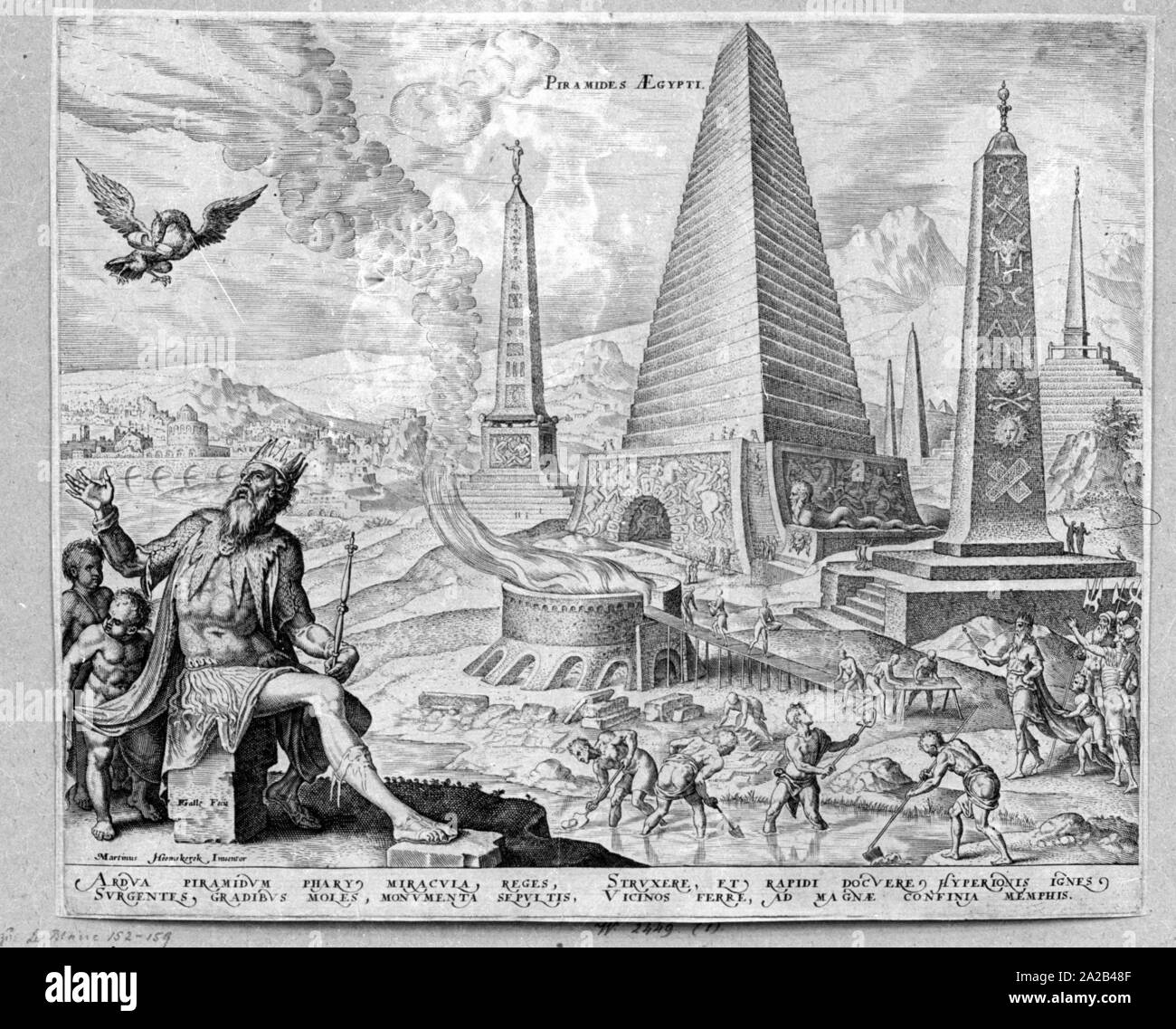 L'incisione su rame è parte del 8-parte della serie di Philipp Galle, una riproduzione delle opere del pittore Maarten van Heemskerck. Questo è il primo foglio. Foto Stock