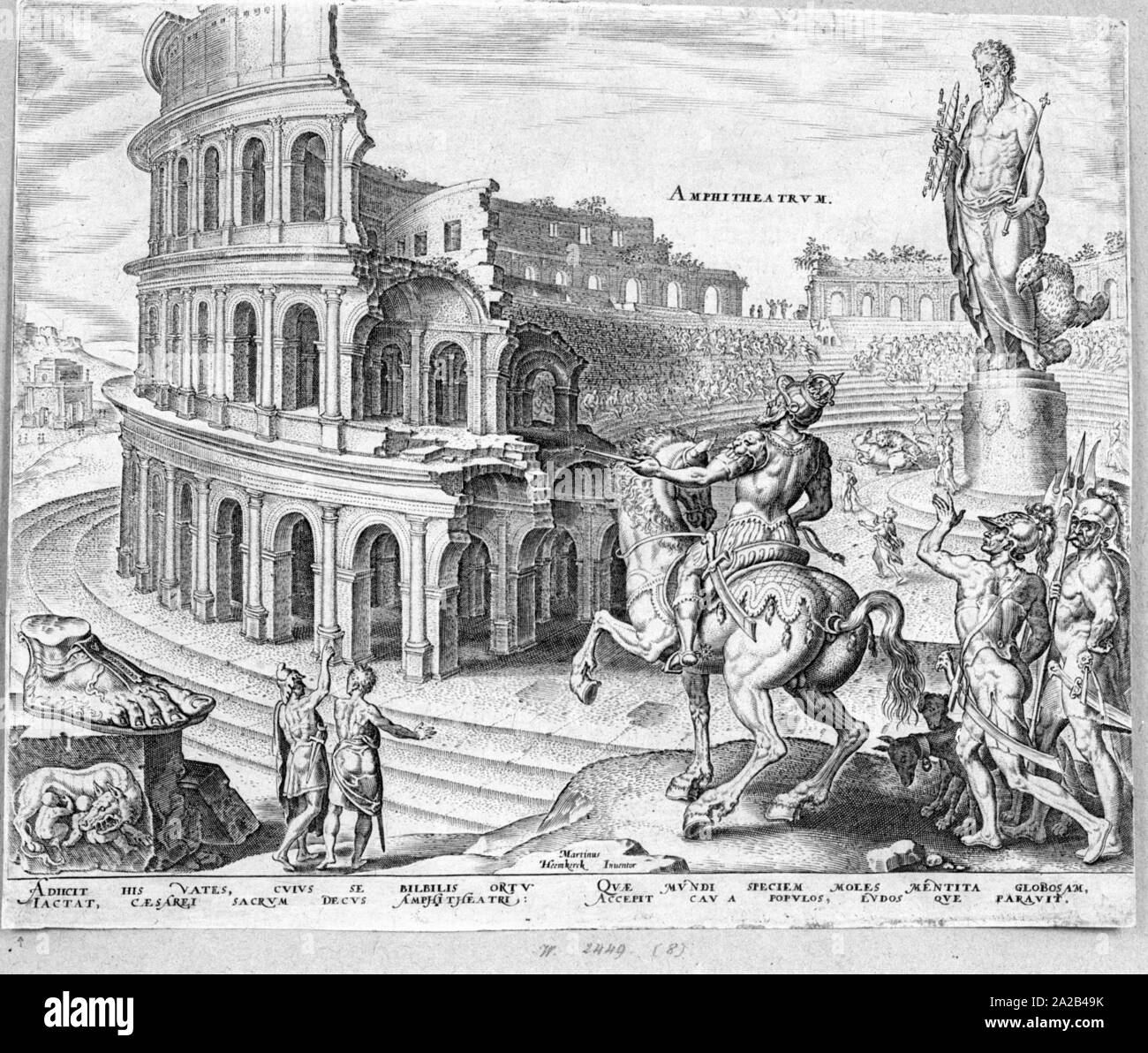 L'incisione su rame è parte del 8-parte della serie di Philipp Galle, una riproduzione delle opere del pittore Maarten van Heemskerck. Questo è il 8° foglio. Foto Stock