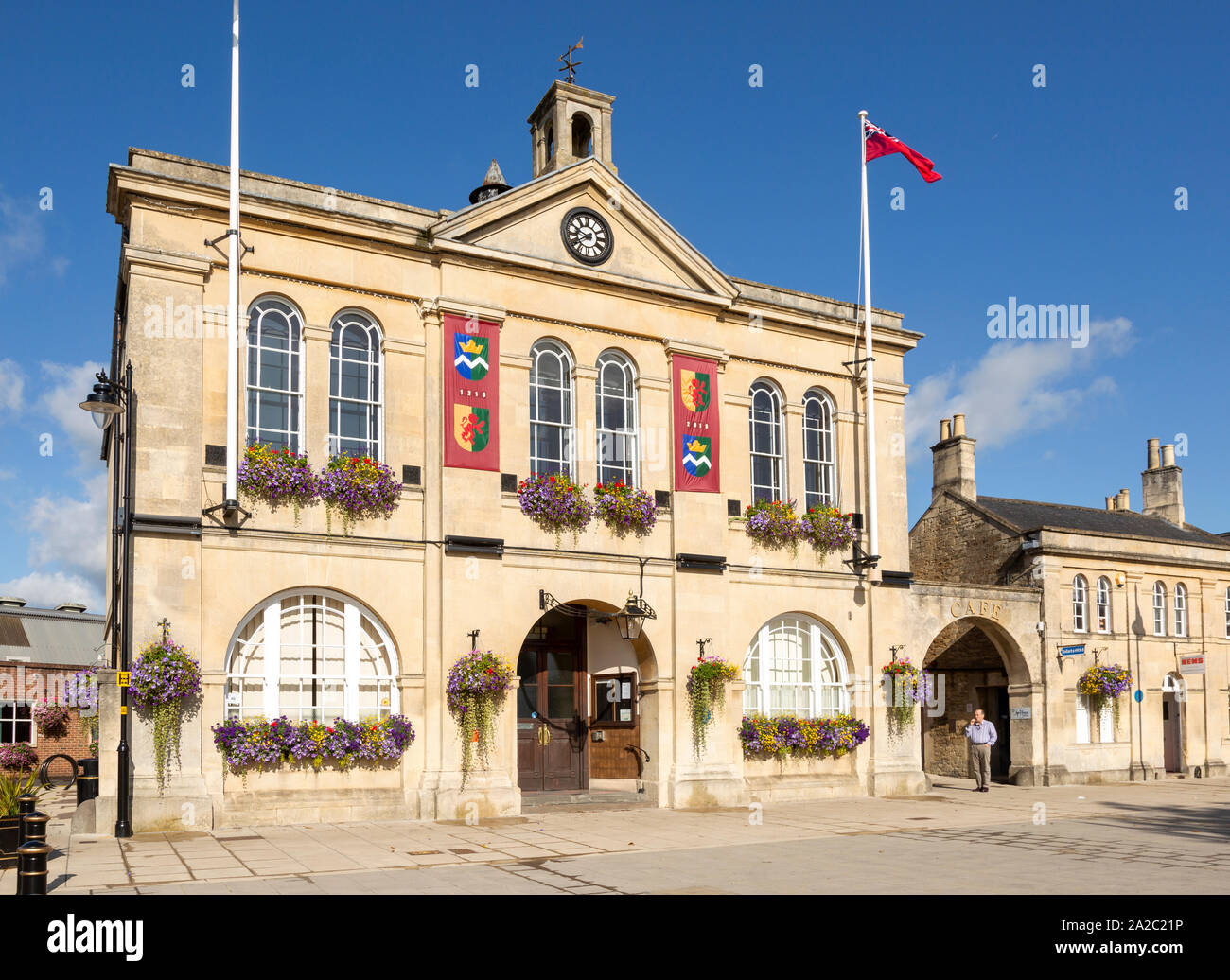 Il municipio storico edificio, Melksham, Wiltshire, Inghilterra, Regno Unito costruito 1847 Foto Stock