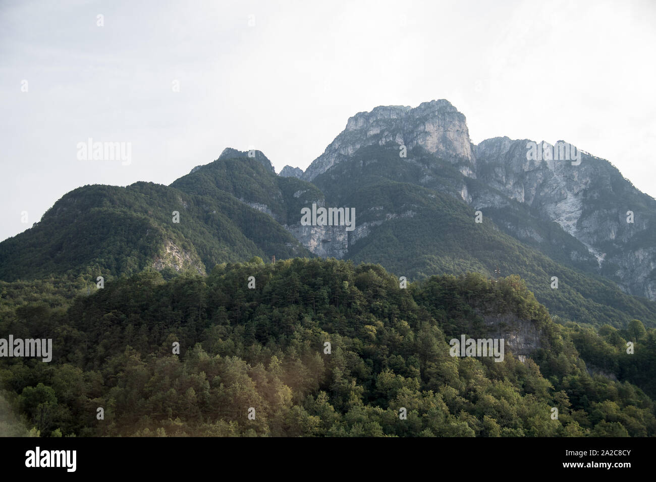 Le Alpi Carniche visto dall Autostrada Alpe-Adria A23 in Friuli Venezia Giulia, Italia. Il 17 agosto 2019 © Wojciech Strozyk / Alamy Stock Photo Foto Stock
