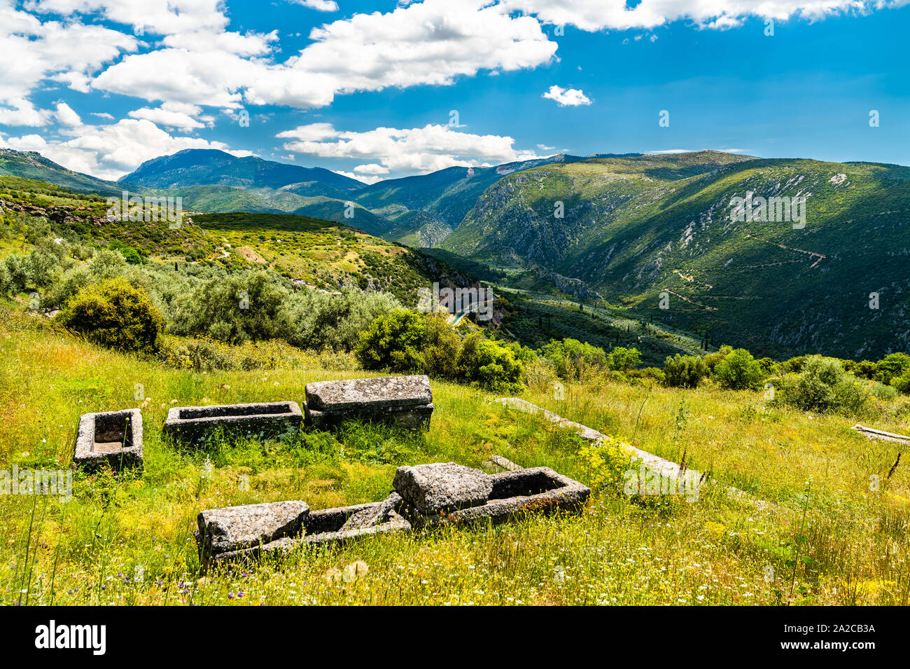 Sito archeologico di Delfi in Grecia Foto Stock