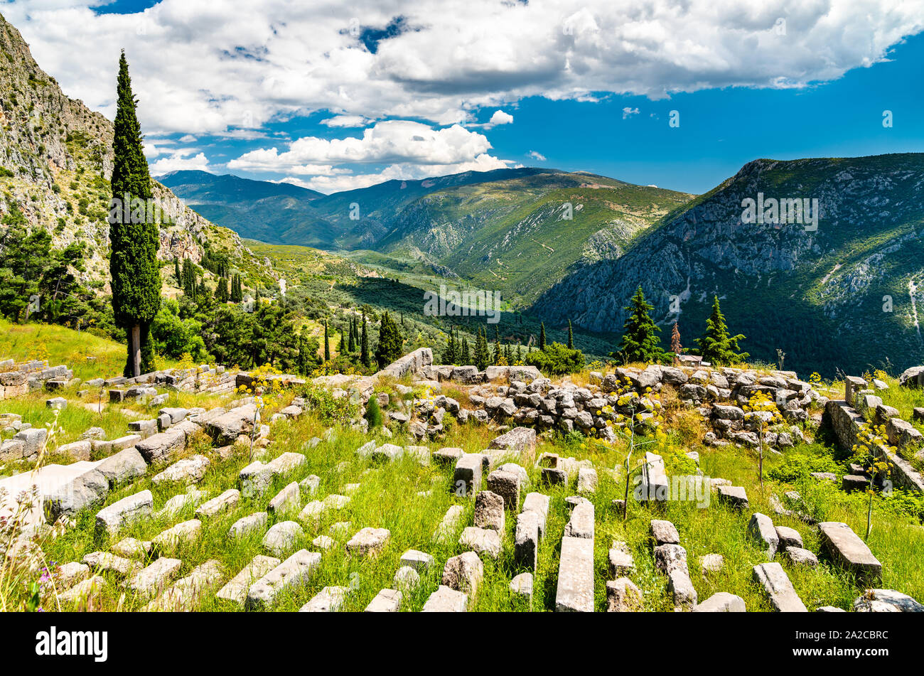 Sito archeologico di Delfi in Grecia Foto Stock