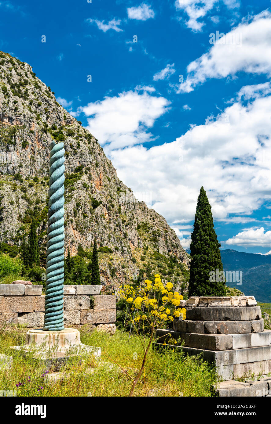 Sito archeologico di Delfi in Grecia Foto Stock