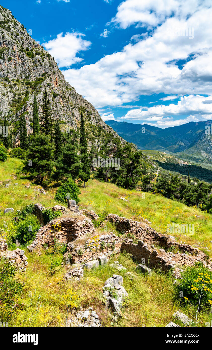 Sito archeologico di Delfi in Grecia Foto Stock
