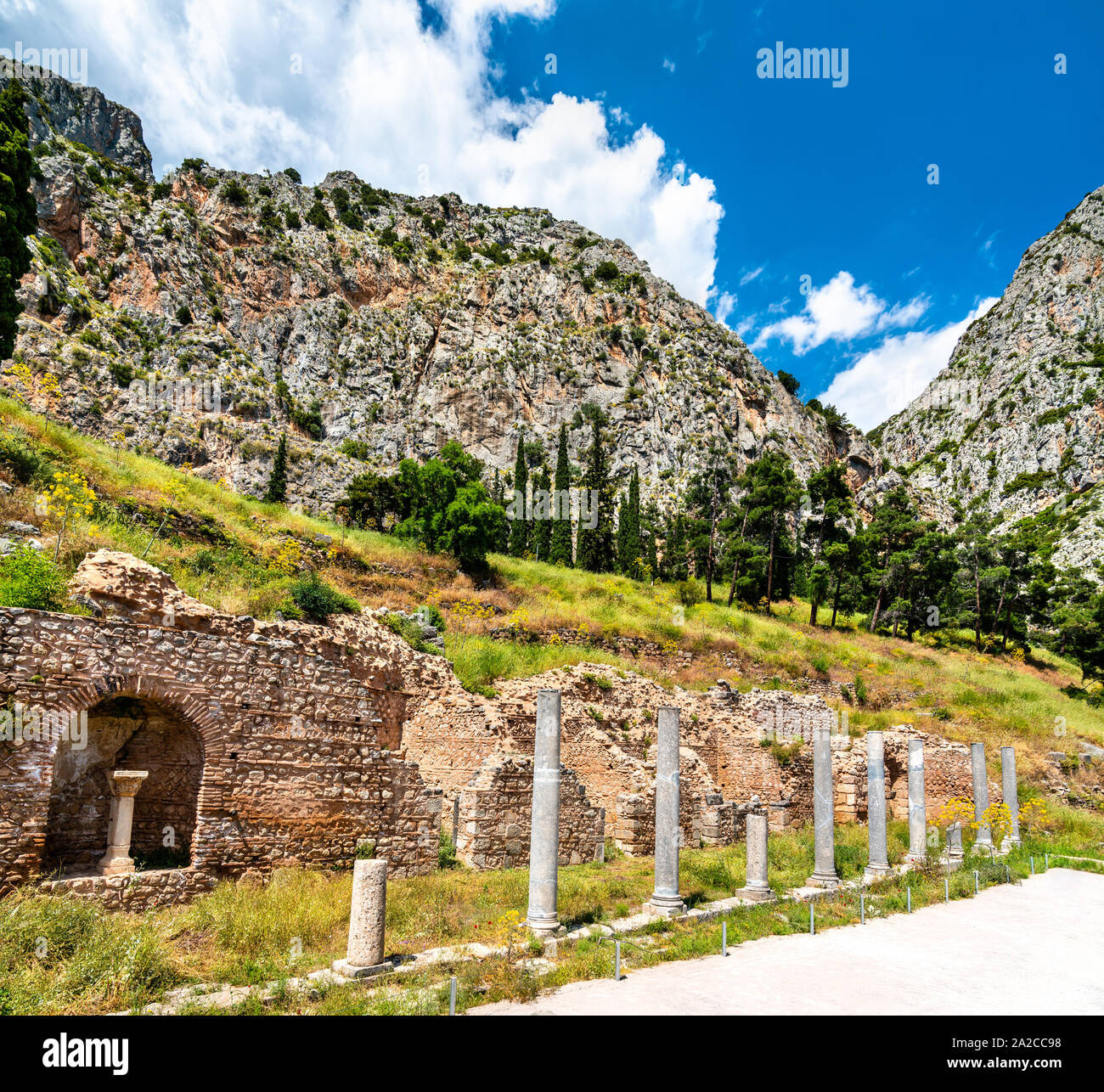 Sito archeologico di Delfi in Grecia Foto Stock