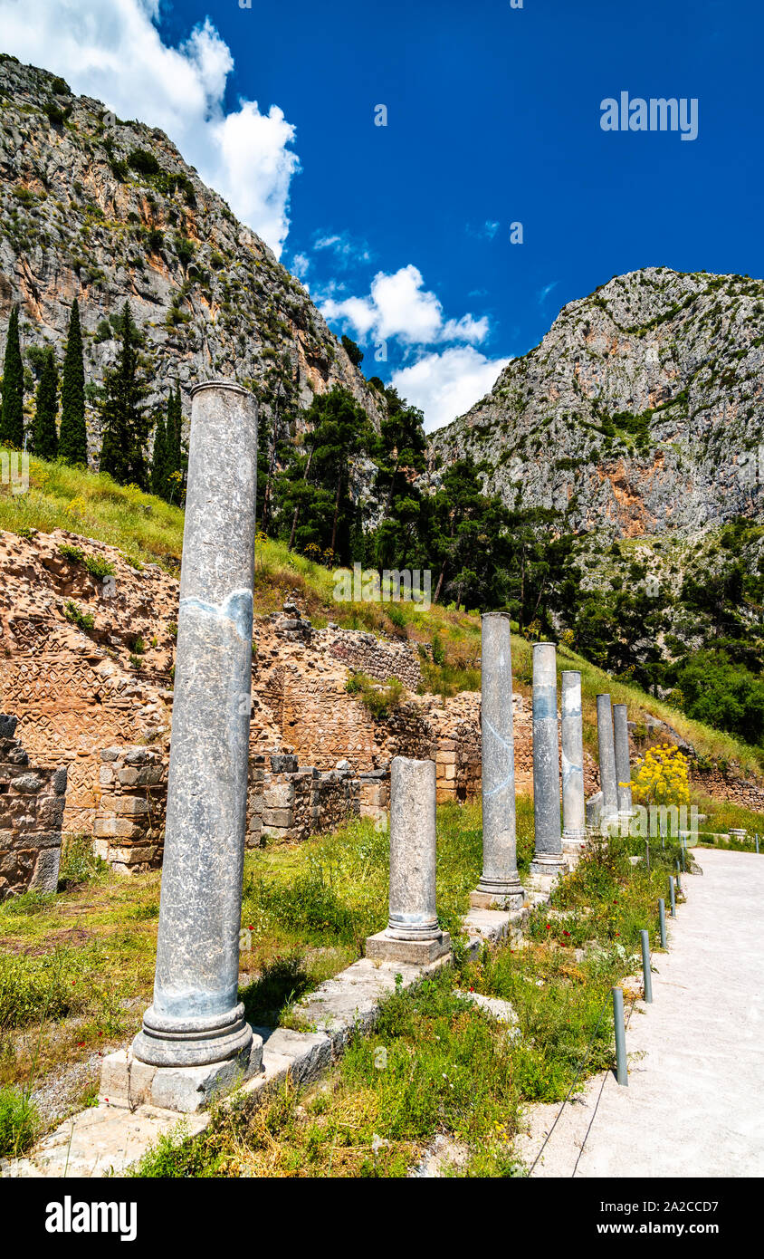 Sito archeologico di Delfi in Grecia Foto Stock
