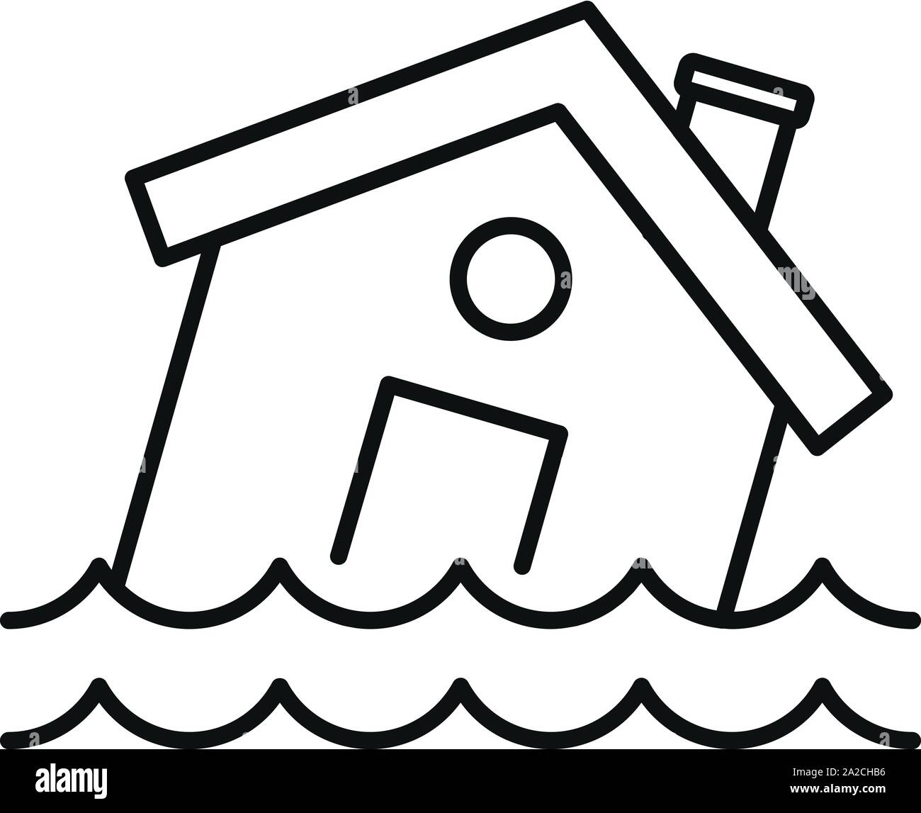Flood distruggere l'icona a forma di casa. Proiettore Outline distruggere casa icona vettoriali per il web design isolato su sfondo bianco Illustrazione Vettoriale